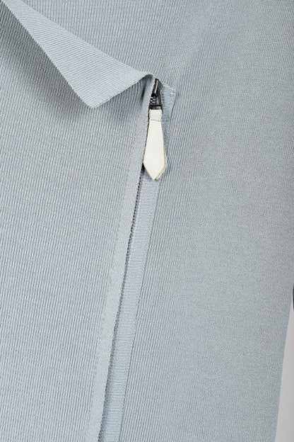 Annette Gortz SS/13 Linas Bluish-Grey Knit Zip Longline Jacket