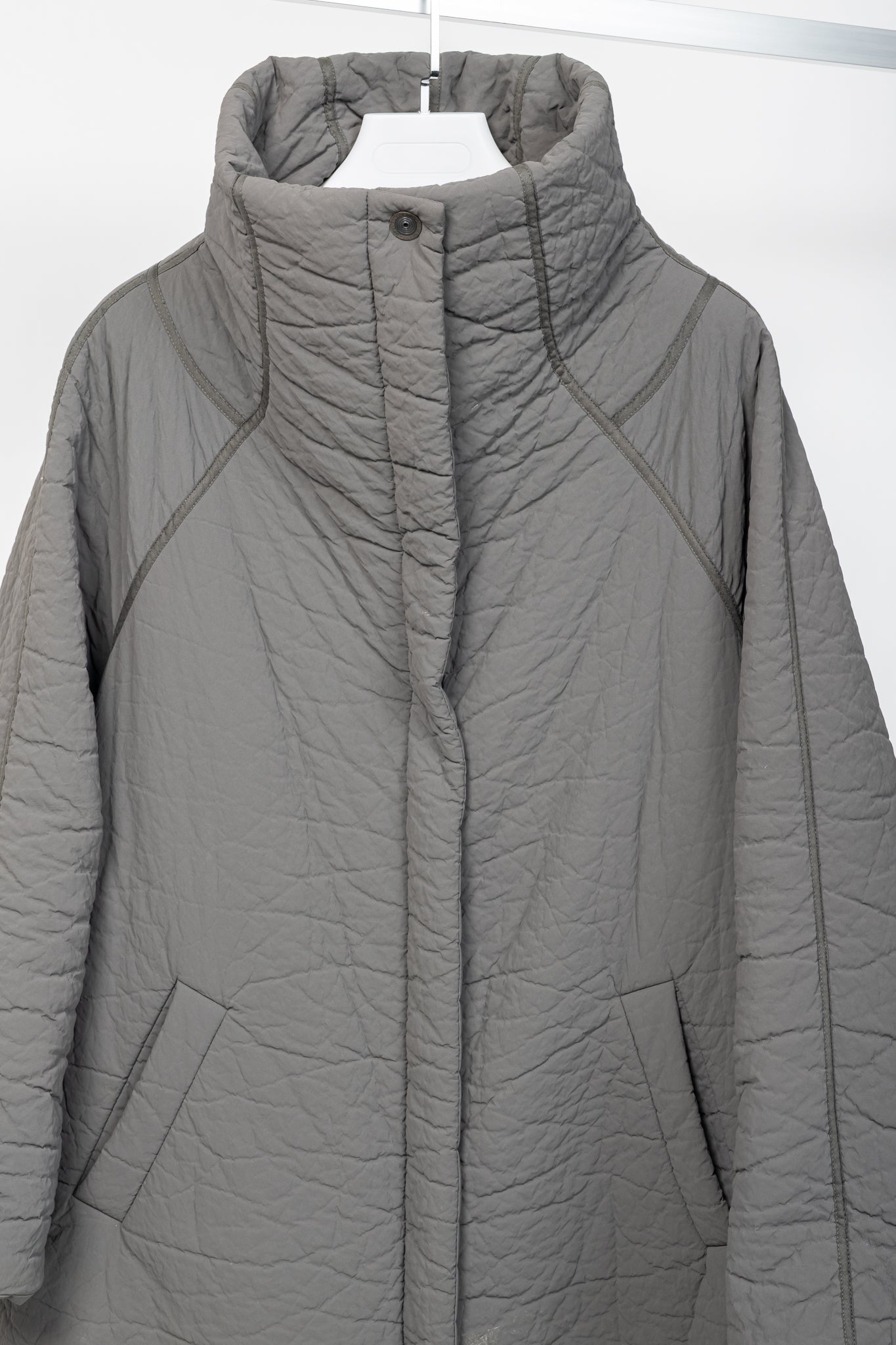 Annette Gortz AW14 Clyde Grey Waxed Pebble-Texture Coat