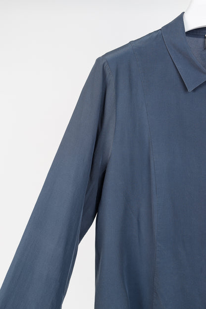 Annette Gortz AW/19 Sa Night Light Blue Silk Drawstring-Hem Blouse