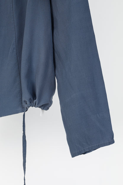 Annette Gortz AW/19 Sa Night Light Blue Silk Drawstring-Hem Blouse