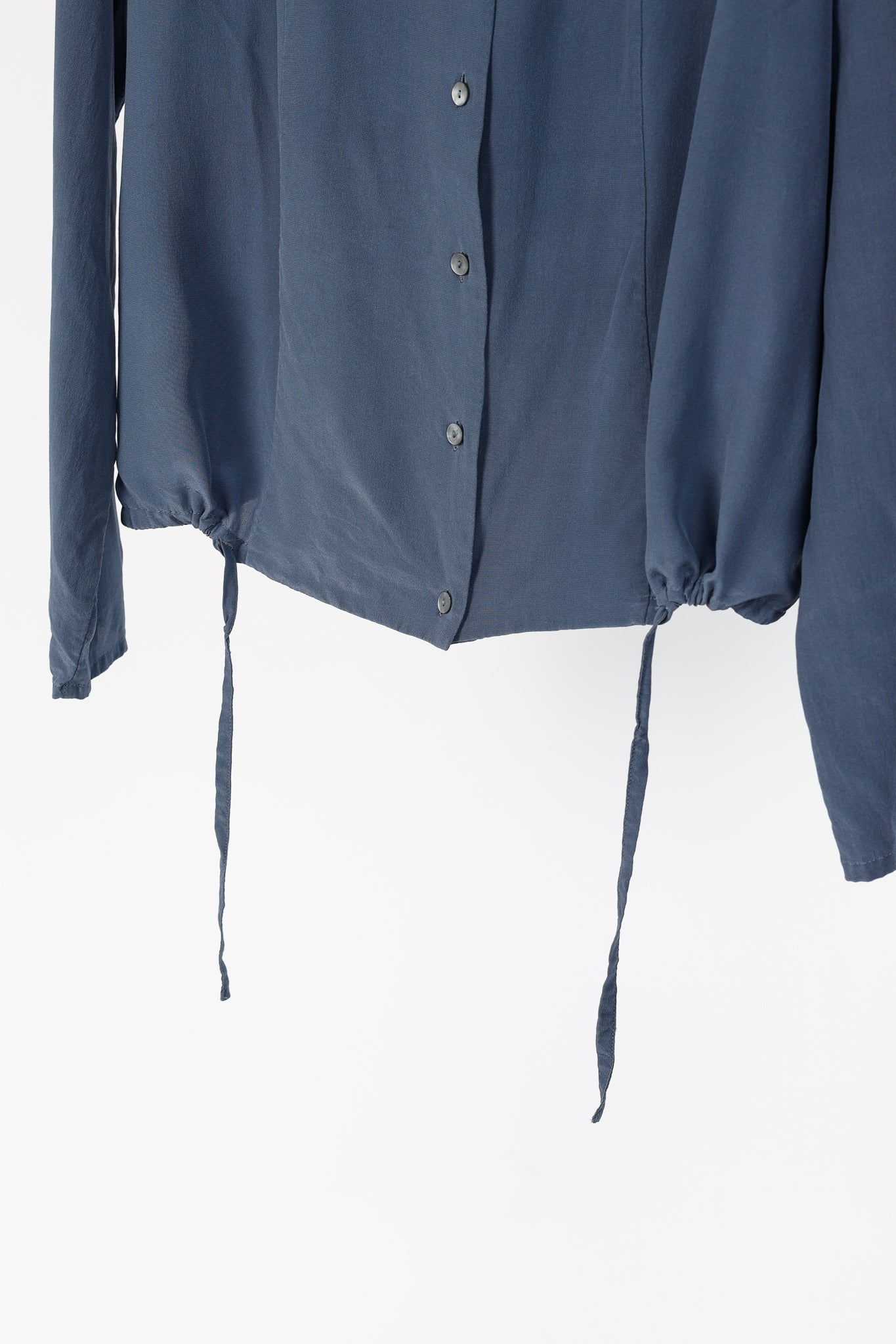 Annette Gortz AW/19 Sa Night Light Blue Silk Drawstring-Hem Blouse