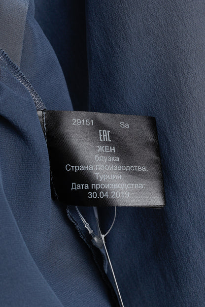 Annette Gortz AW/19 Sa Night Light Blue Silk Drawstring-Hem Blouse
