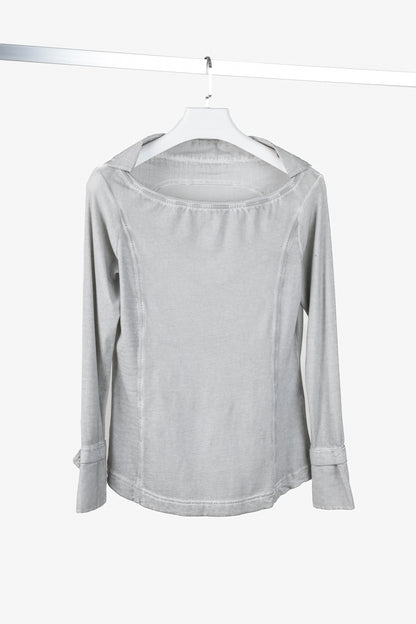 Annette Gortz Grey Combination Pullover Collar and Cuffs Shirt