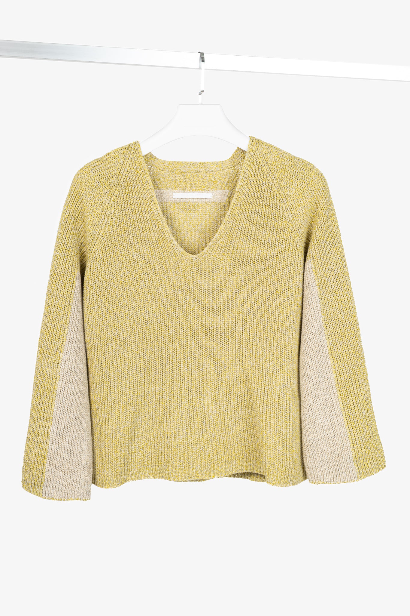 Annette Gortz SS22 Len Yellow Two-Tone Cotton & Linen Sweater