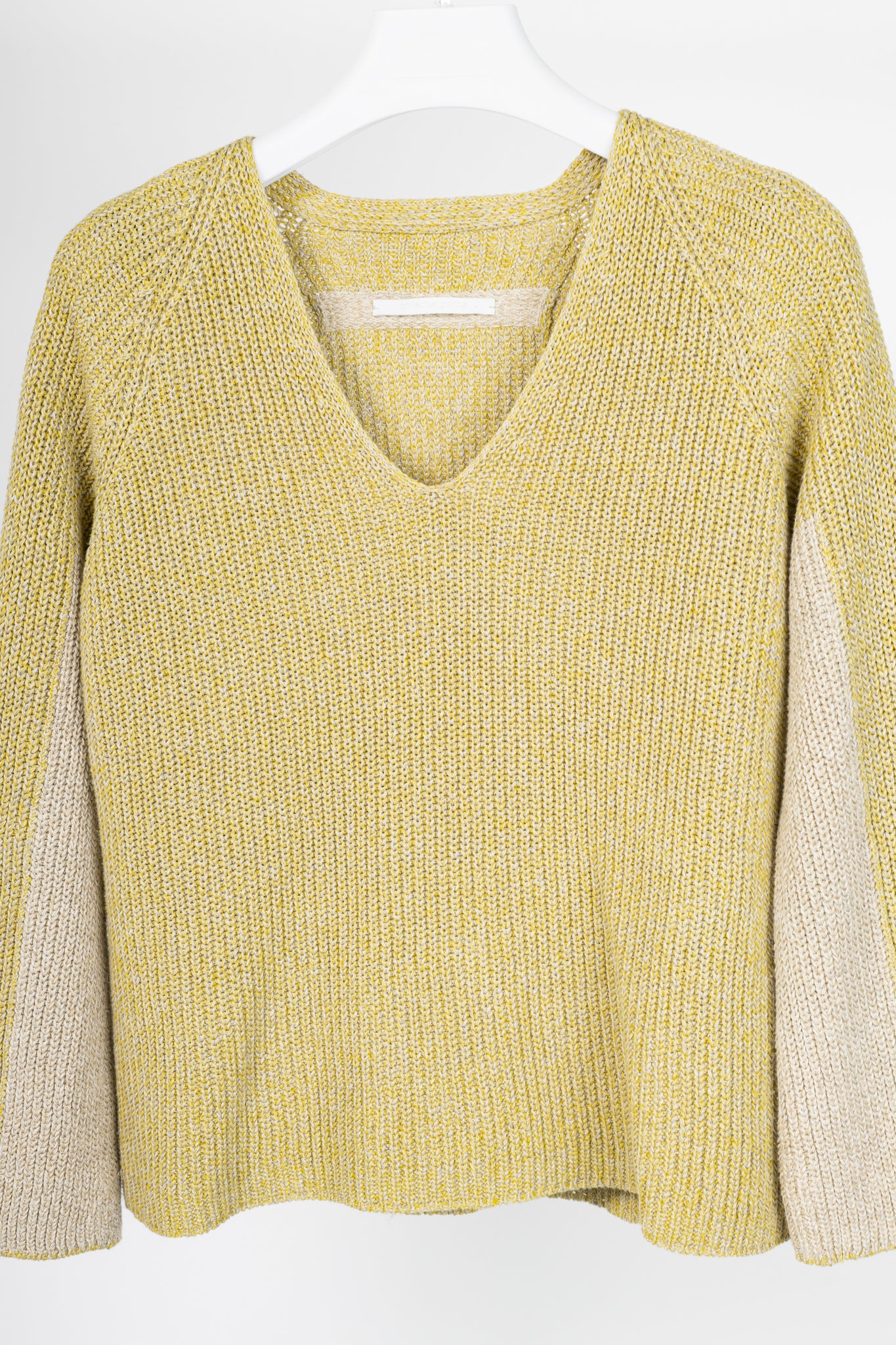 Annette Gortz SS22 Len Yellow Two-Tone Cotton & Linen Sweater