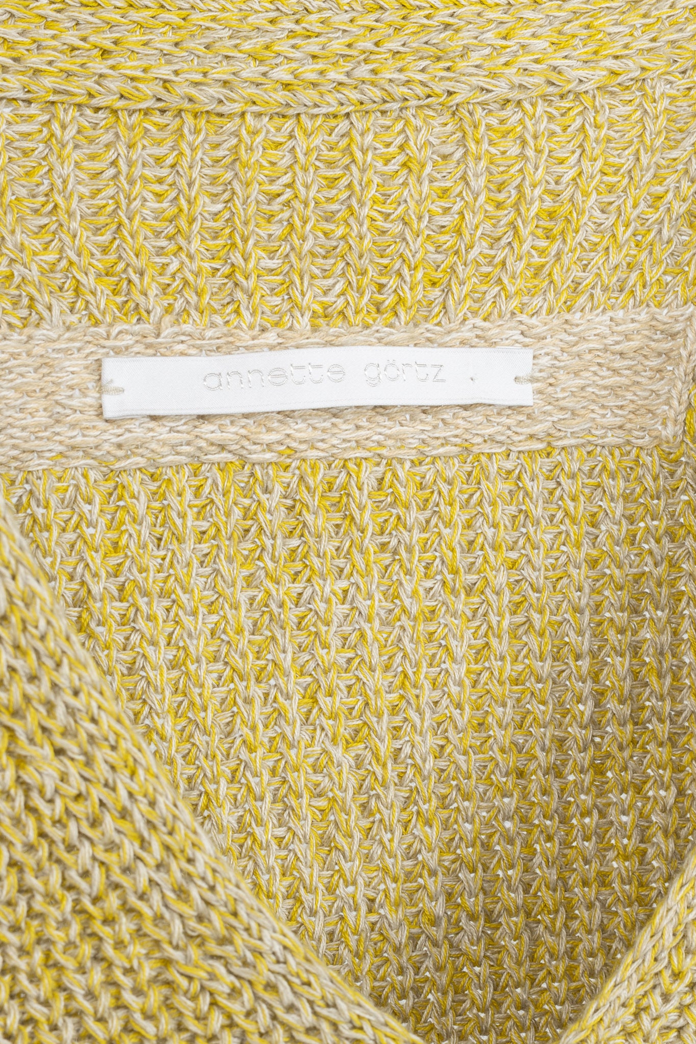 Annette Gortz SS22 Len Yellow Two-Tone Cotton & Linen Sweater