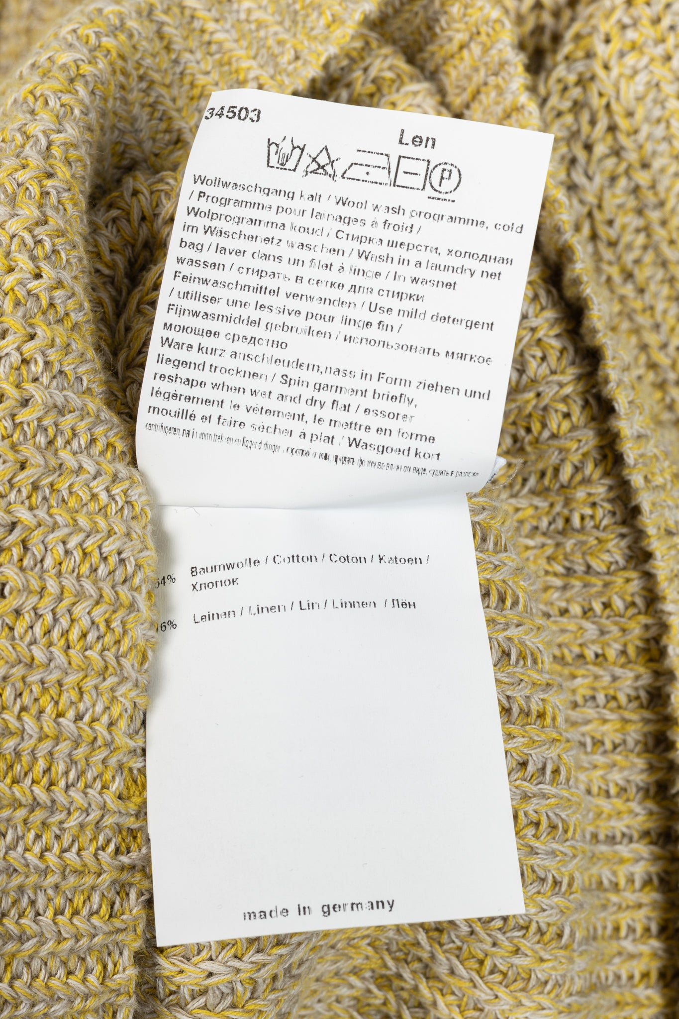 Annette Gortz SS22 Len Yellow Two-Tone Cotton & Linen Sweater