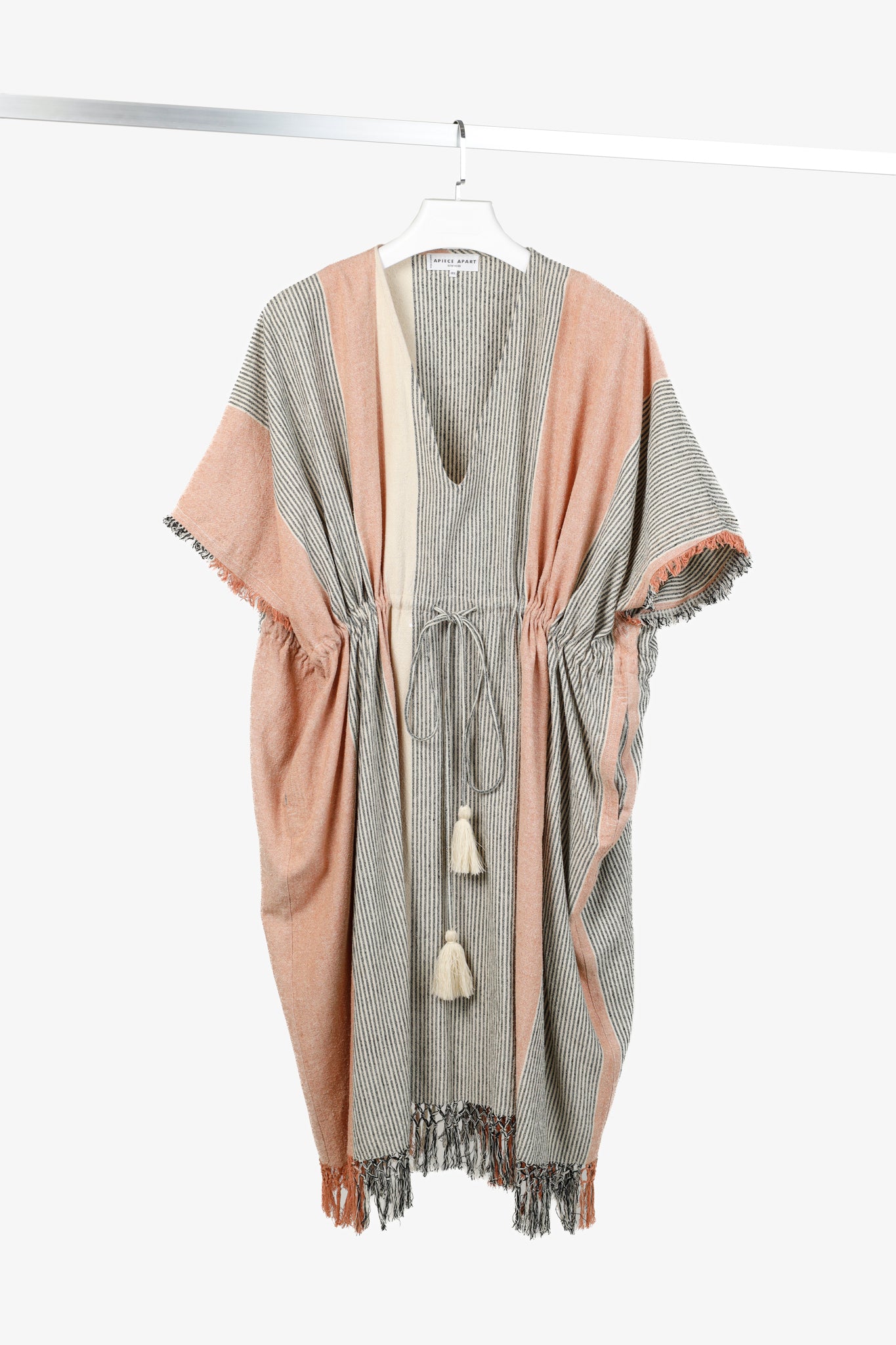 Apiece Apart SS/19 Multicolour Striped Fringe-Trim Kaftan