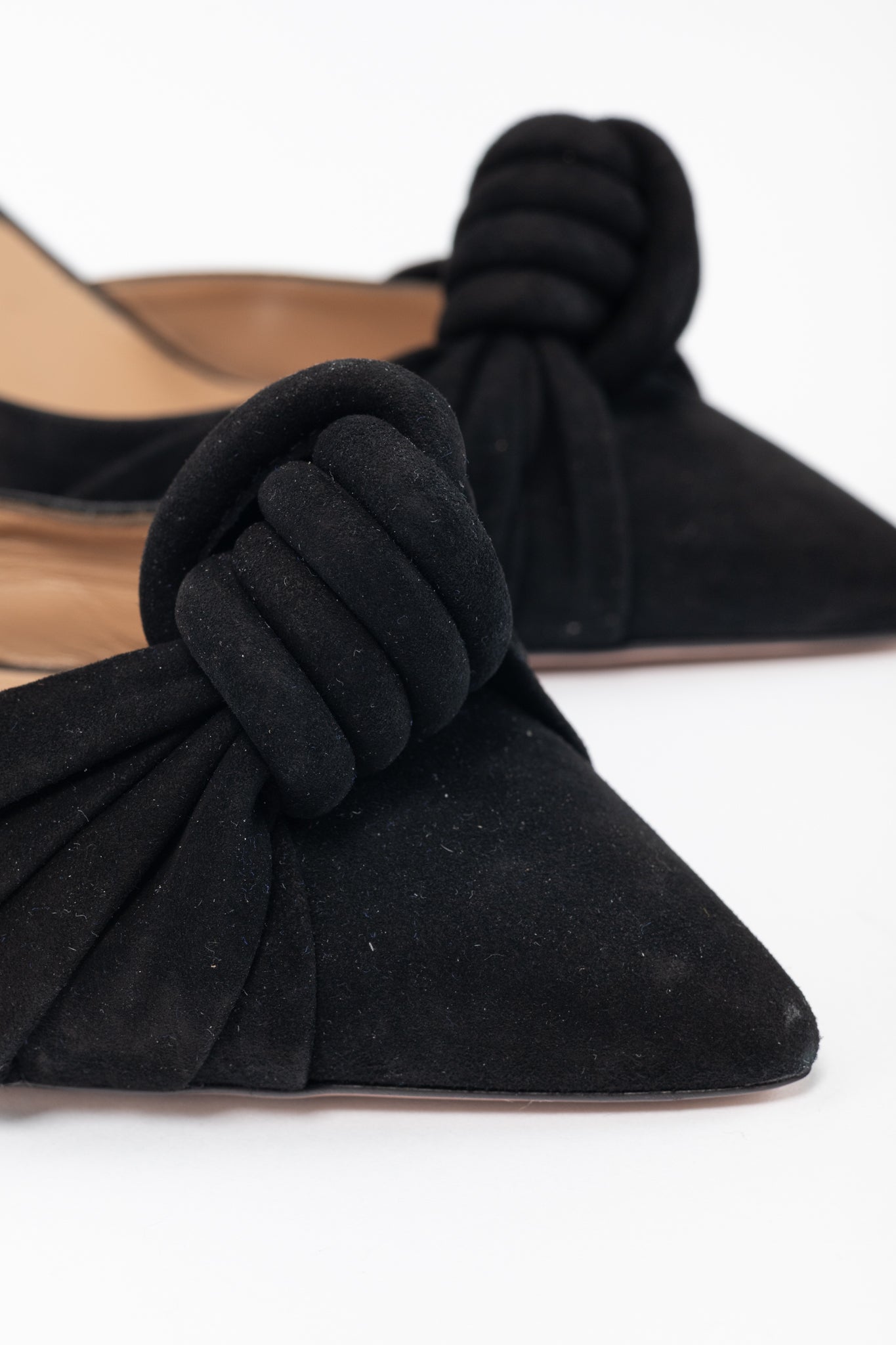 Aquazzura Kiki Sling 85 Black Suede Knotted Heels