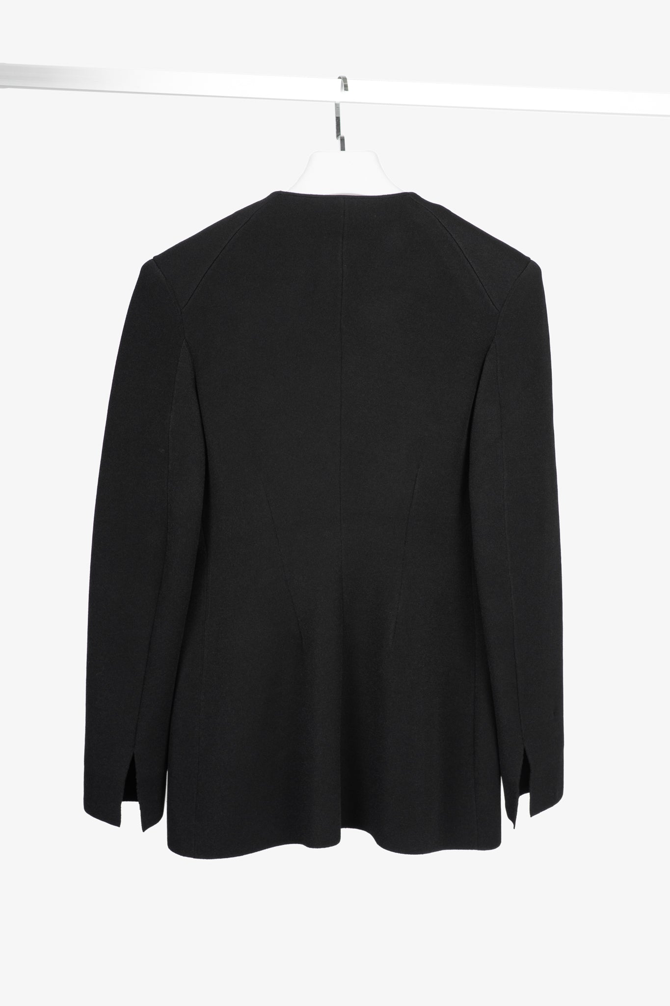 Giorgio Armani Black Viscose-Knit Collarless Blazer