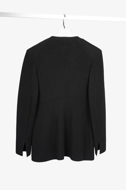Giorgio Armani Black Viscose-Knit Collarless Blazer