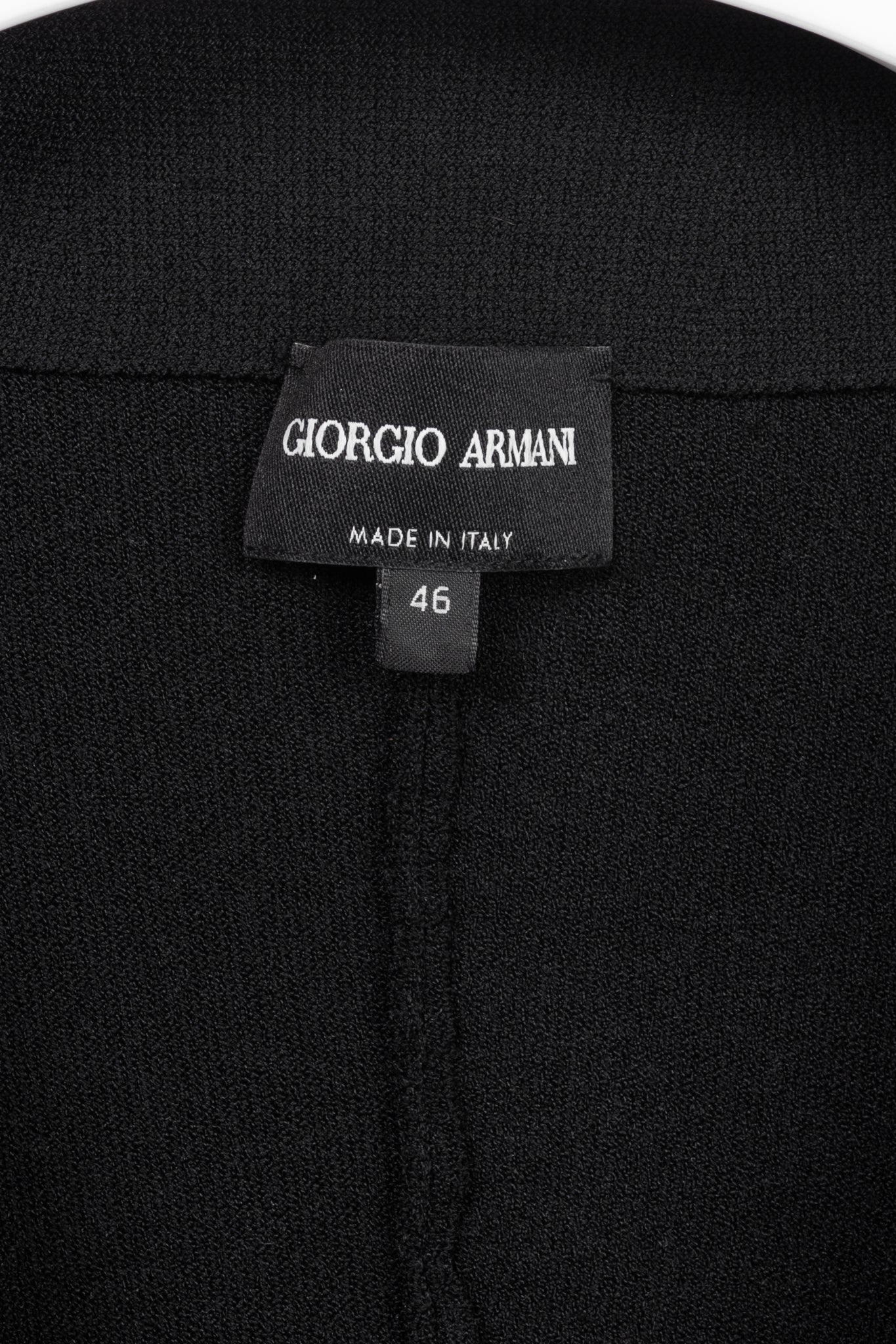 Giorgio Armani Black Viscose-Knit Collarless Blazer