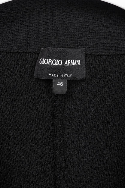 Giorgio Armani Black Viscose-Knit Collarless Blazer