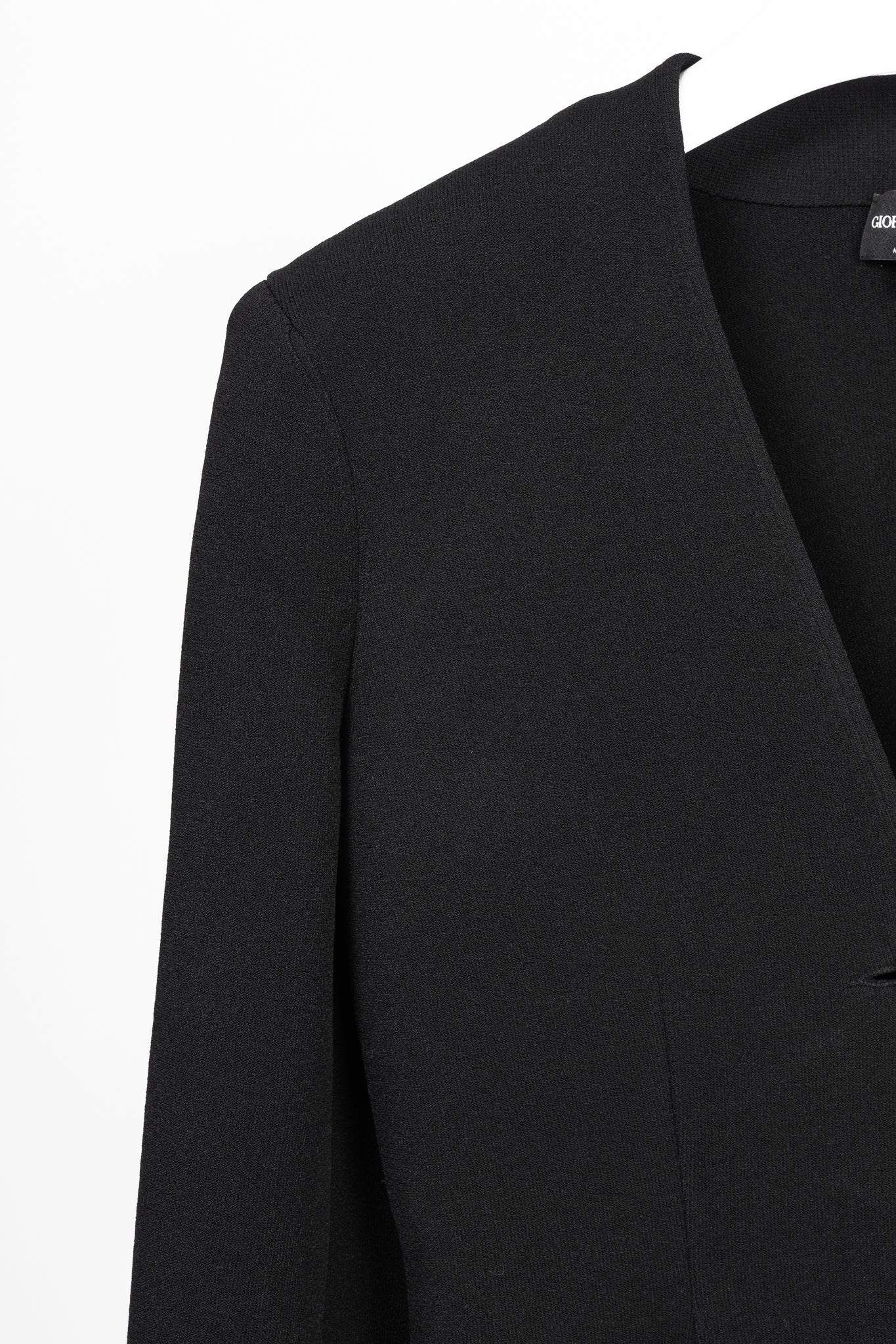 Giorgio Armani Black Viscose-Knit Collarless Blazer