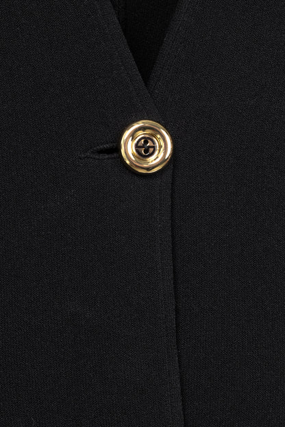Giorgio Armani Black Viscose-Knit Collarless Blazer