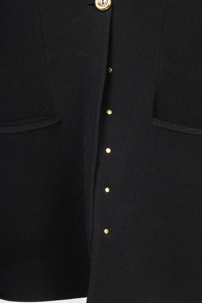 Giorgio Armani Black Viscose-Knit Collarless Blazer