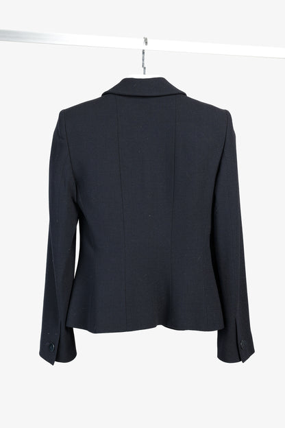Armani Collezioni 2001 Vintage Minimalist Shawl Collar Navy Wool Blazer