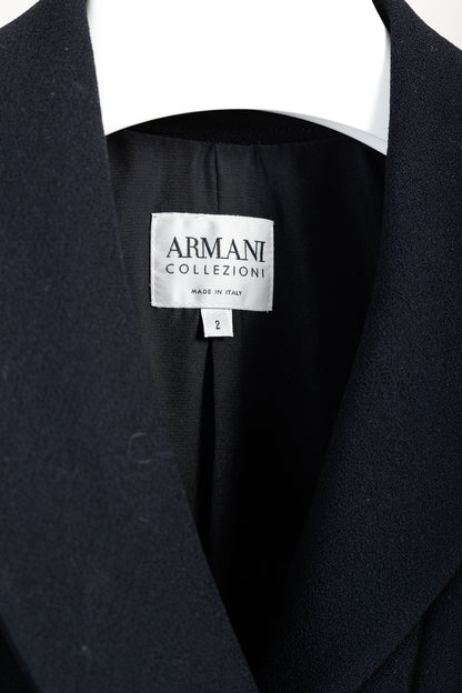 Armani Collezioni 2001 Vintage Minimalist Shawl Collar Navy Wool Blazer