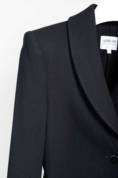 Armani Collezioni 2001 Vintage Minimalist Shawl Collar Navy Wool Blazer