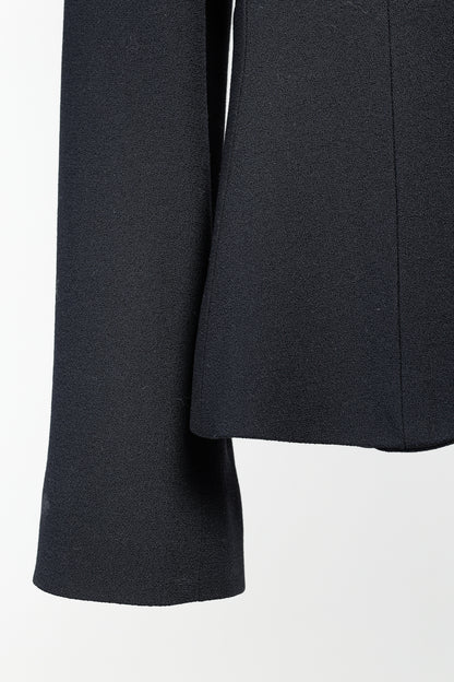 Armani Collezioni 2001 Vintage Minimalist Shawl Collar Navy Wool Blazer