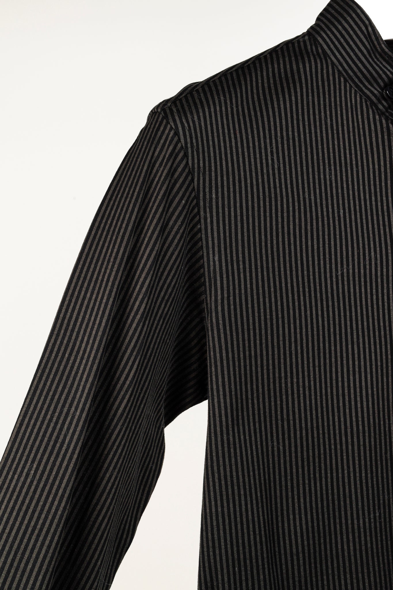 Armani Collezioni Grey and Black Striped Jersey Button-Up Shirt