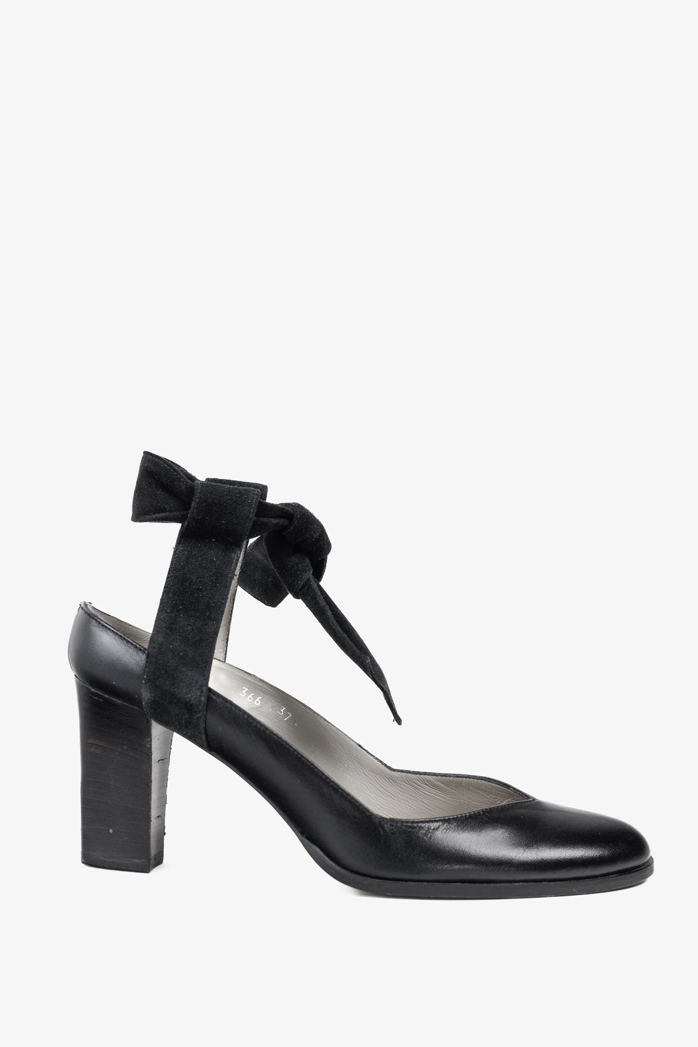 Emporio Armani 90s Ankle Wrap Black Suede Pumps