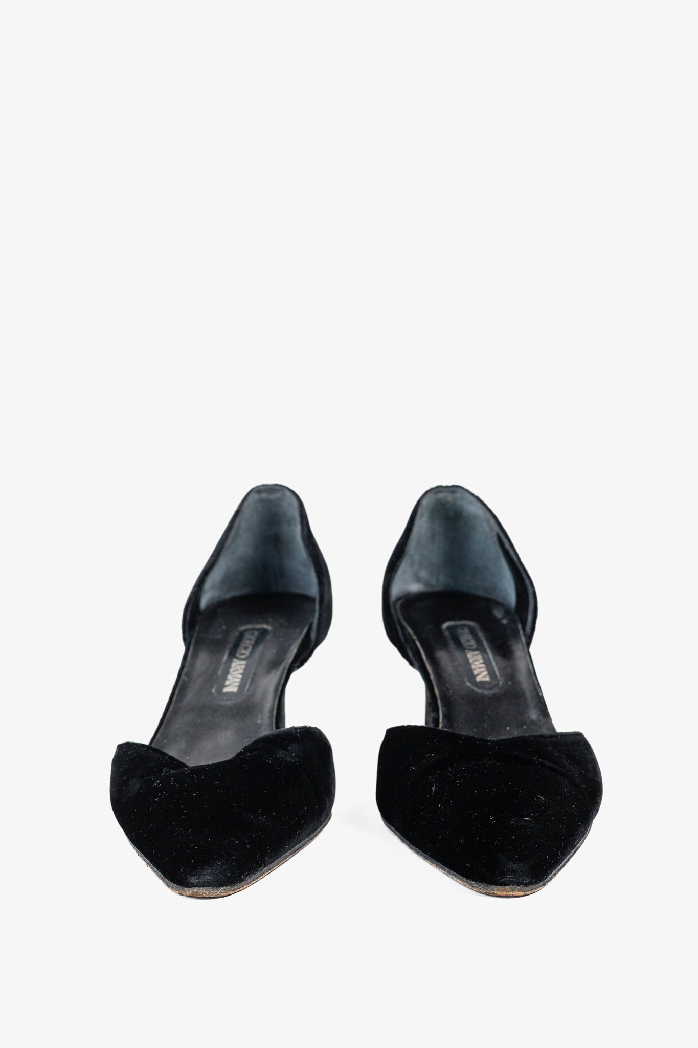 Giorgio Armani Vintage Black Velvet D'Orsay Pumps