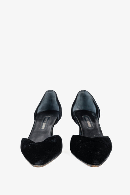 Giorgio Armani Vintage Black Velvet D'Orsay Pumps