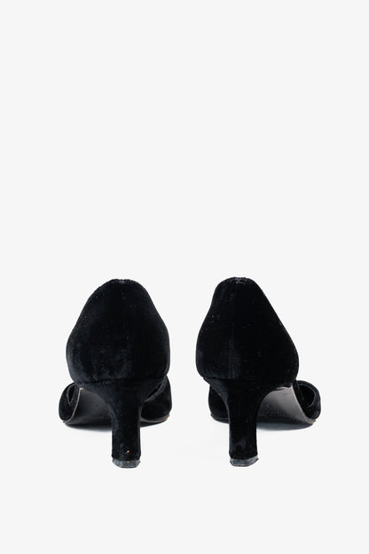 Giorgio Armani Vintage Black Velvet D'Orsay Pumps
