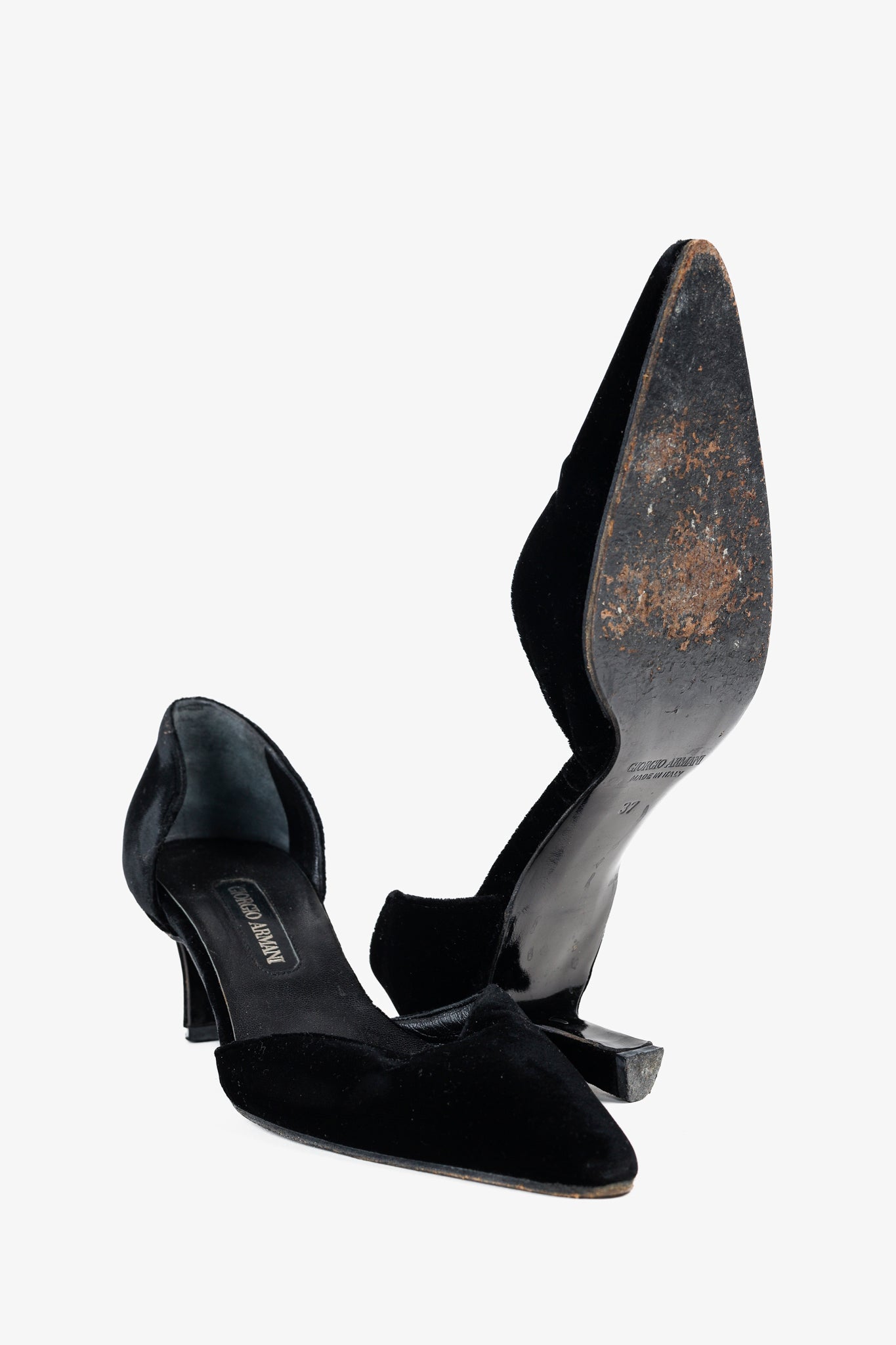 Giorgio Armani Vintage Black Velvet D'Orsay Pumps