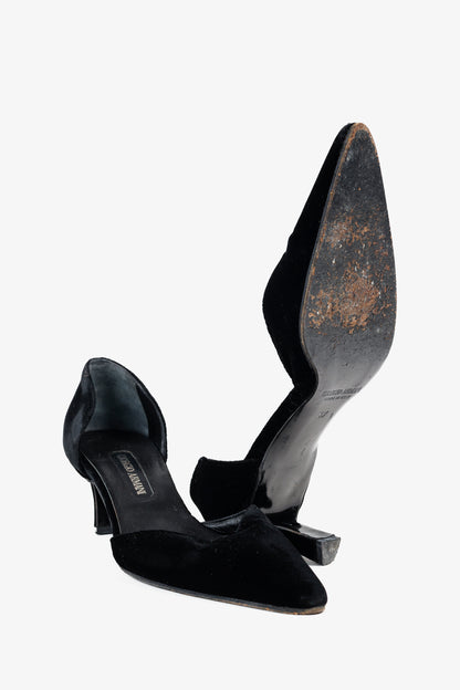 Giorgio Armani Vintage Black Velvet D'Orsay Pumps