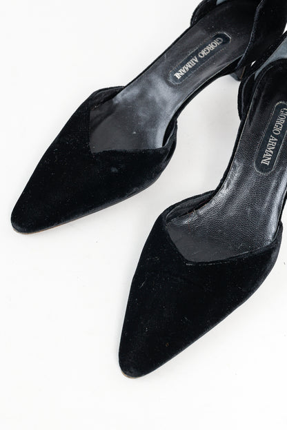 Giorgio Armani Vintage Black Velvet D'Orsay Pumps