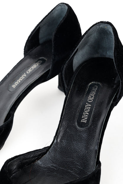 Giorgio Armani Vintage Black Velvet D'Orsay Pumps