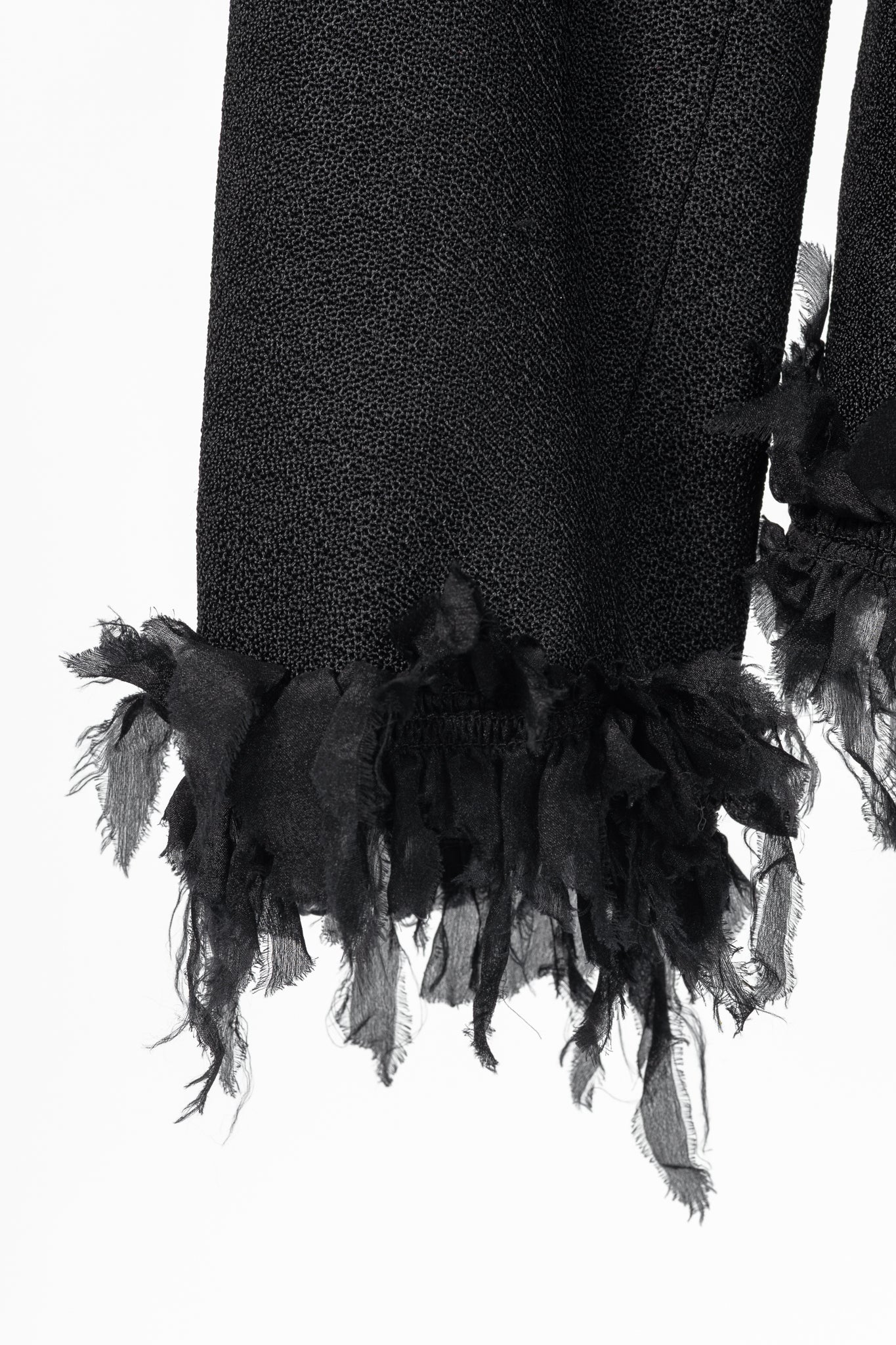 Armani Collezioni Black Crepe Silk-Fringe Jacket