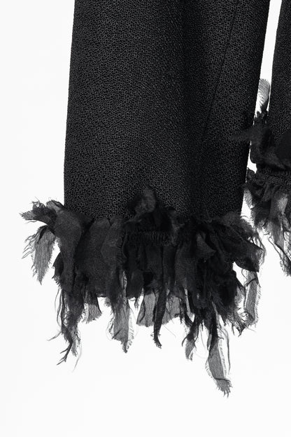 Armani Collezioni Black Crepe Silk-Fringe Jacket