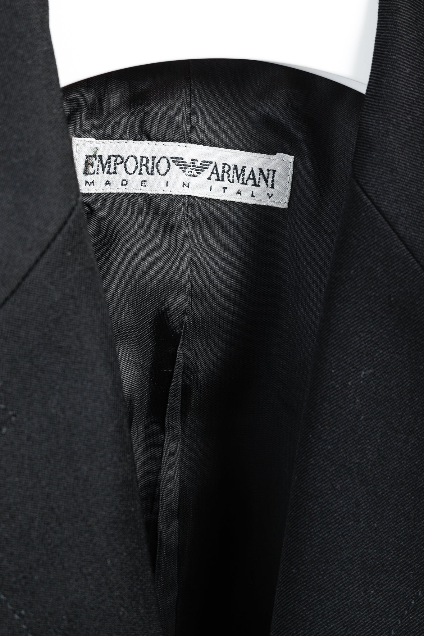 Emporio Armani 2005 Vintage Zip-Up Peplum-Back Black Wool Blazer