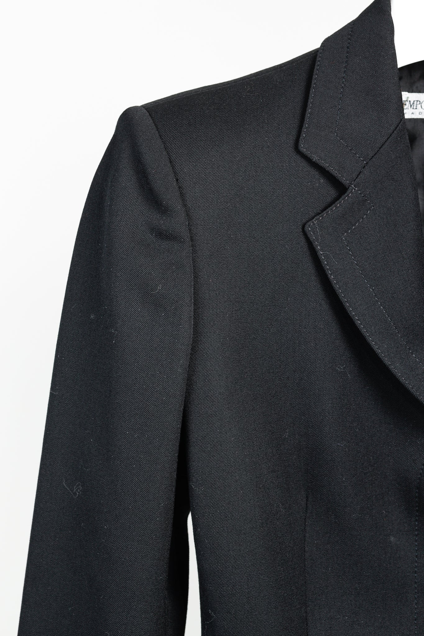 Emporio Armani 2005 Vintage Zip-Up Peplum-Back Black Wool Blazer