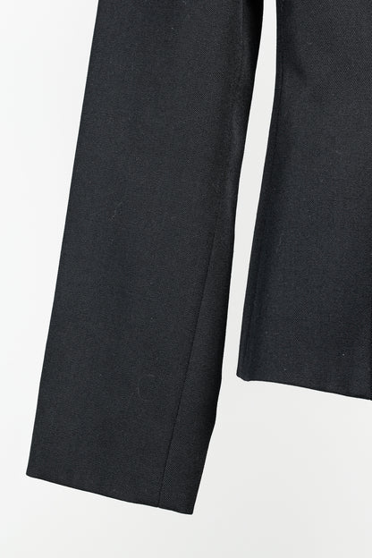 Emporio Armani 2005 Vintage Zip-Up Peplum-Back Black Wool Blazer