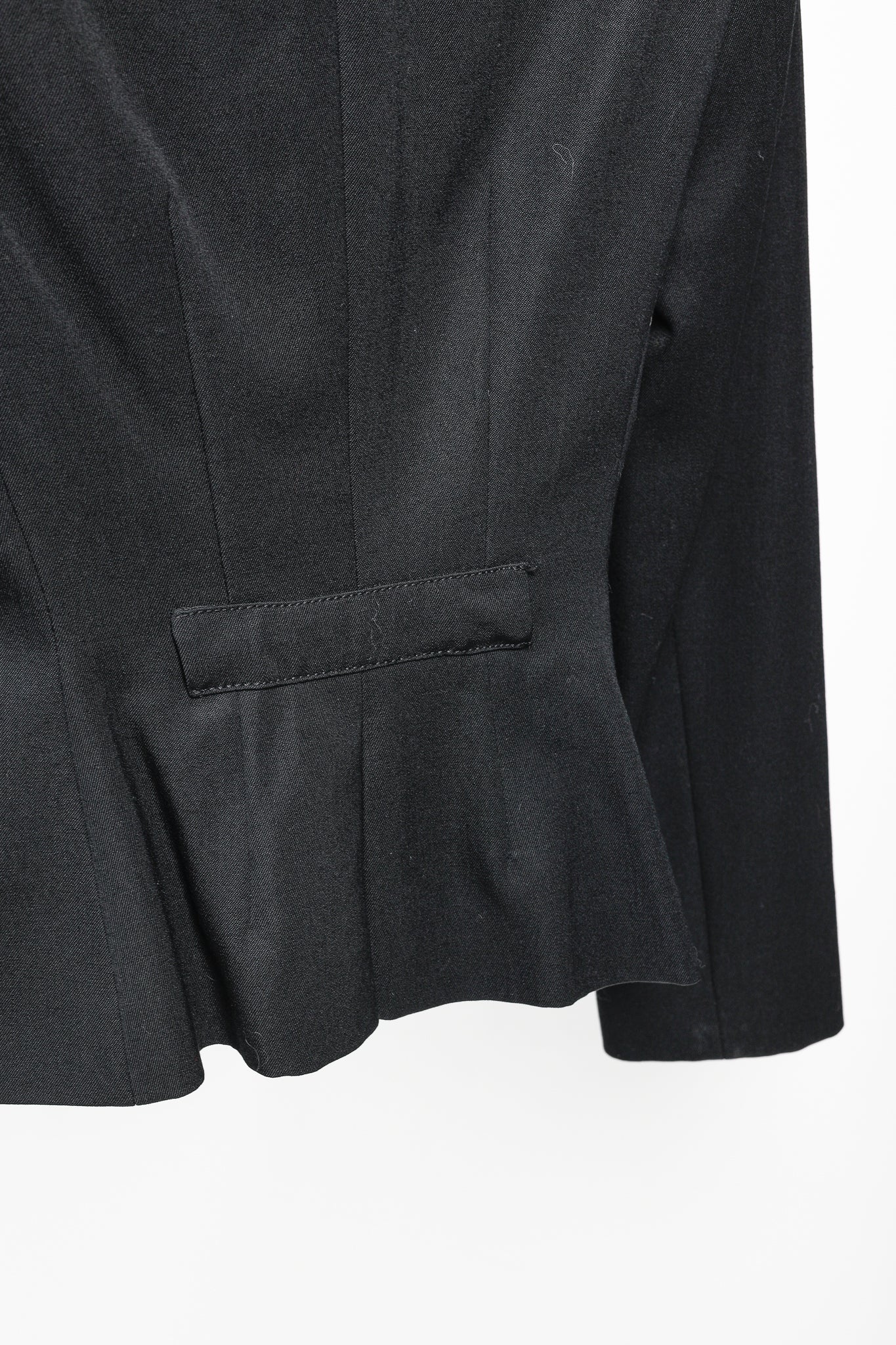 Emporio Armani 2005 Vintage Zip-Up Peplum-Back Black Wool Blazer