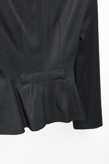 Emporio Armani 2005 Vintage Zip-Up Peplum-Back Black Wool Blazer