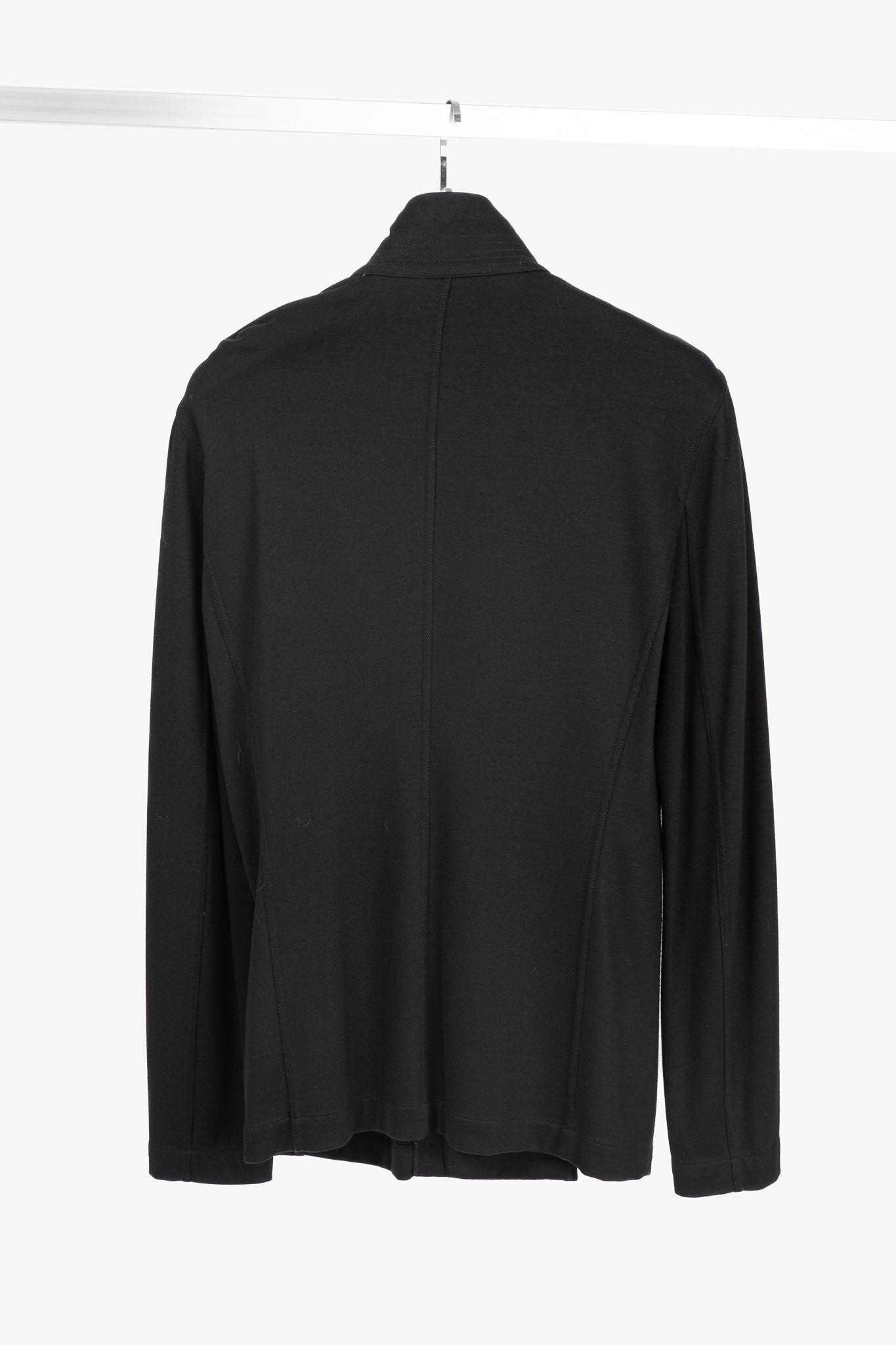 Armani Collezioni Black Jersey Buttoned Stand-Collar Jacket