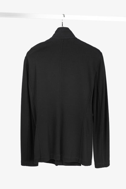 Armani Collezioni Black Jersey Buttoned Stand-Collar Jacket
