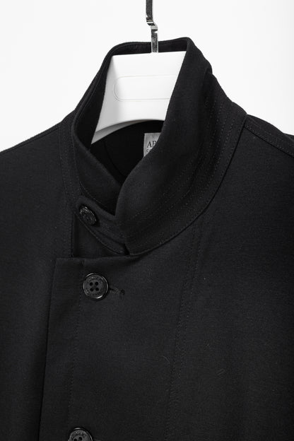 Armani Collezioni Black Jersey Buttoned Stand-Collar Jacket