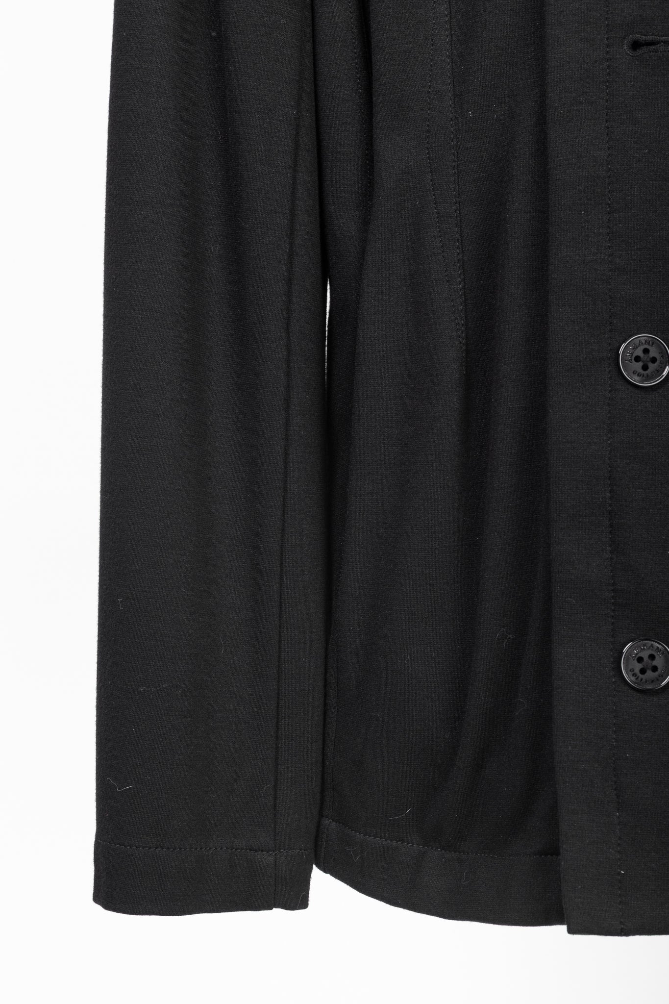 Armani Collezioni Black Jersey Buttoned Stand-Collar Jacket