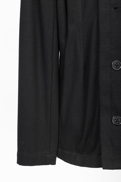 Armani Collezioni Black Jersey Buttoned Stand-Collar Jacket