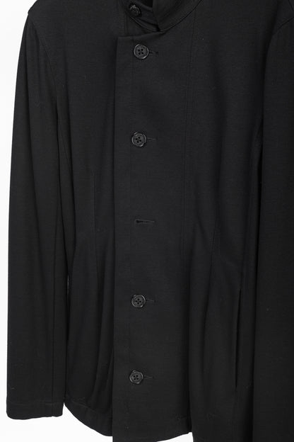 Armani Collezioni Black Jersey Buttoned Stand-Collar Jacket