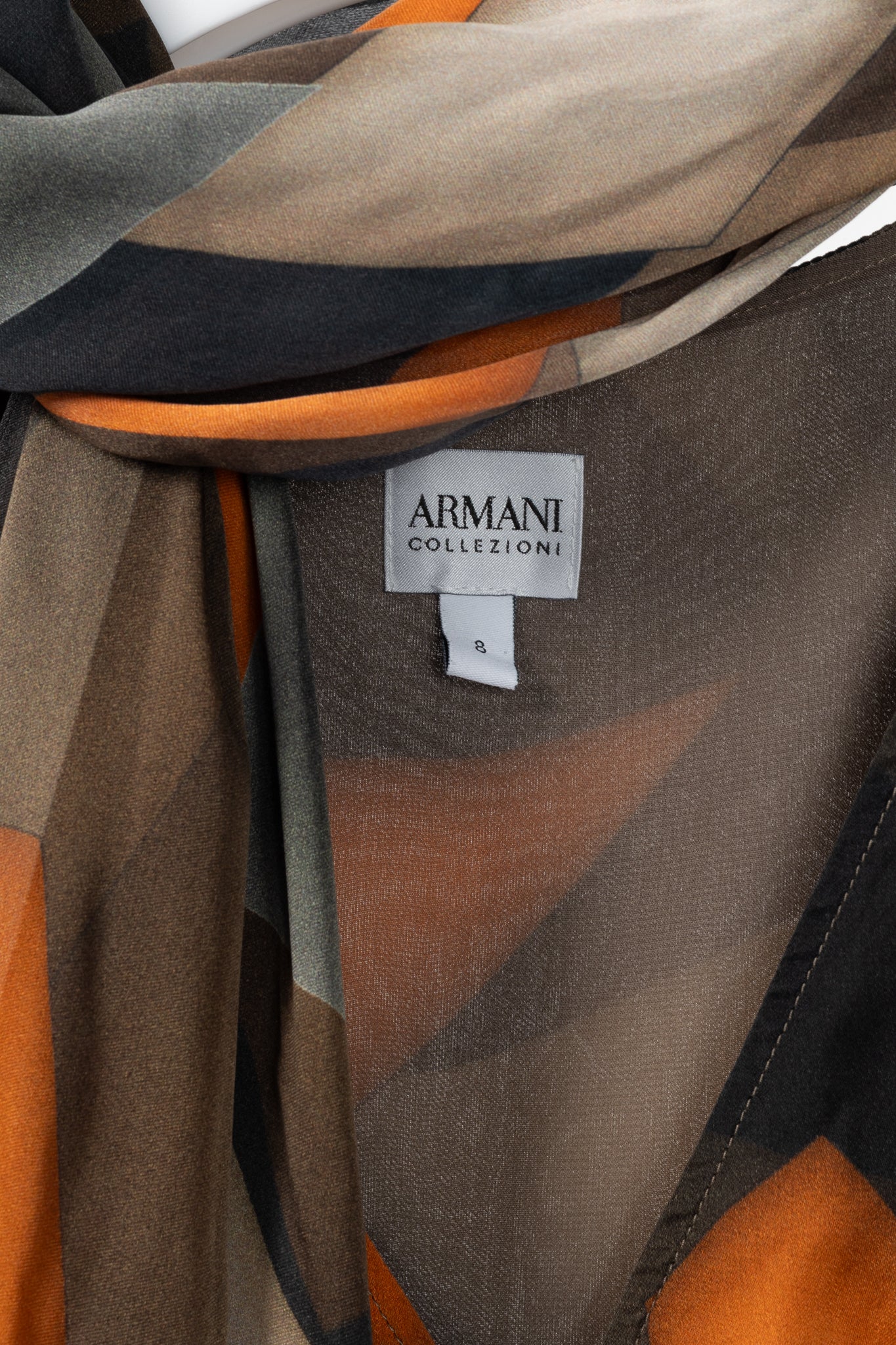 Armani Collezioni Brown & Orange Geometric Silk Tank with Scarf