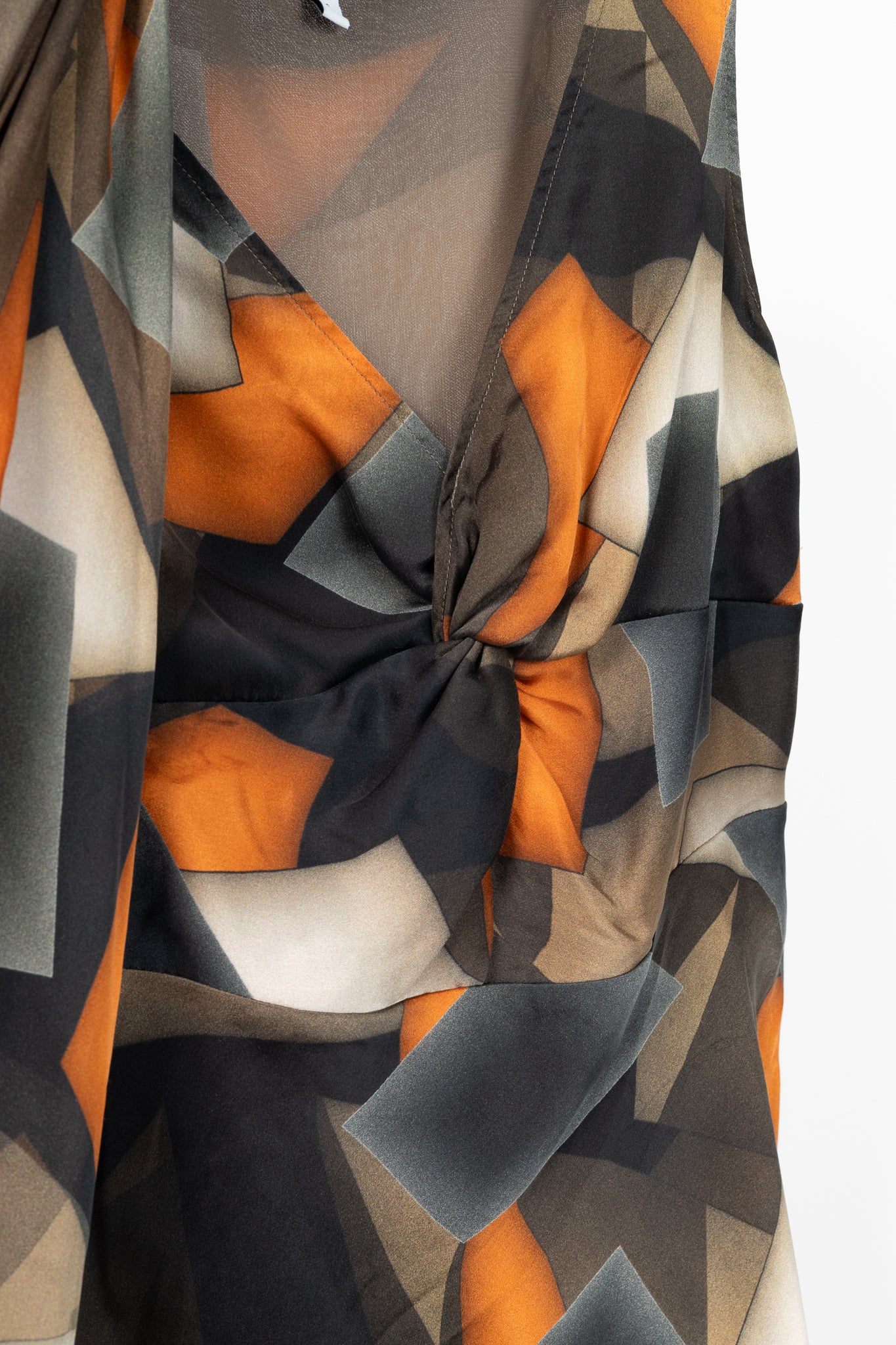 Armani Collezioni Brown & Orange Geometric Silk Tank with Scarf
