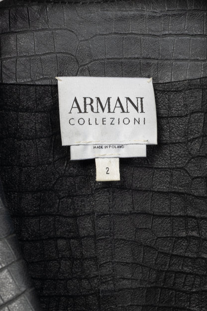 Armani Collezioni Black Croc-Embossed Leather Blazer