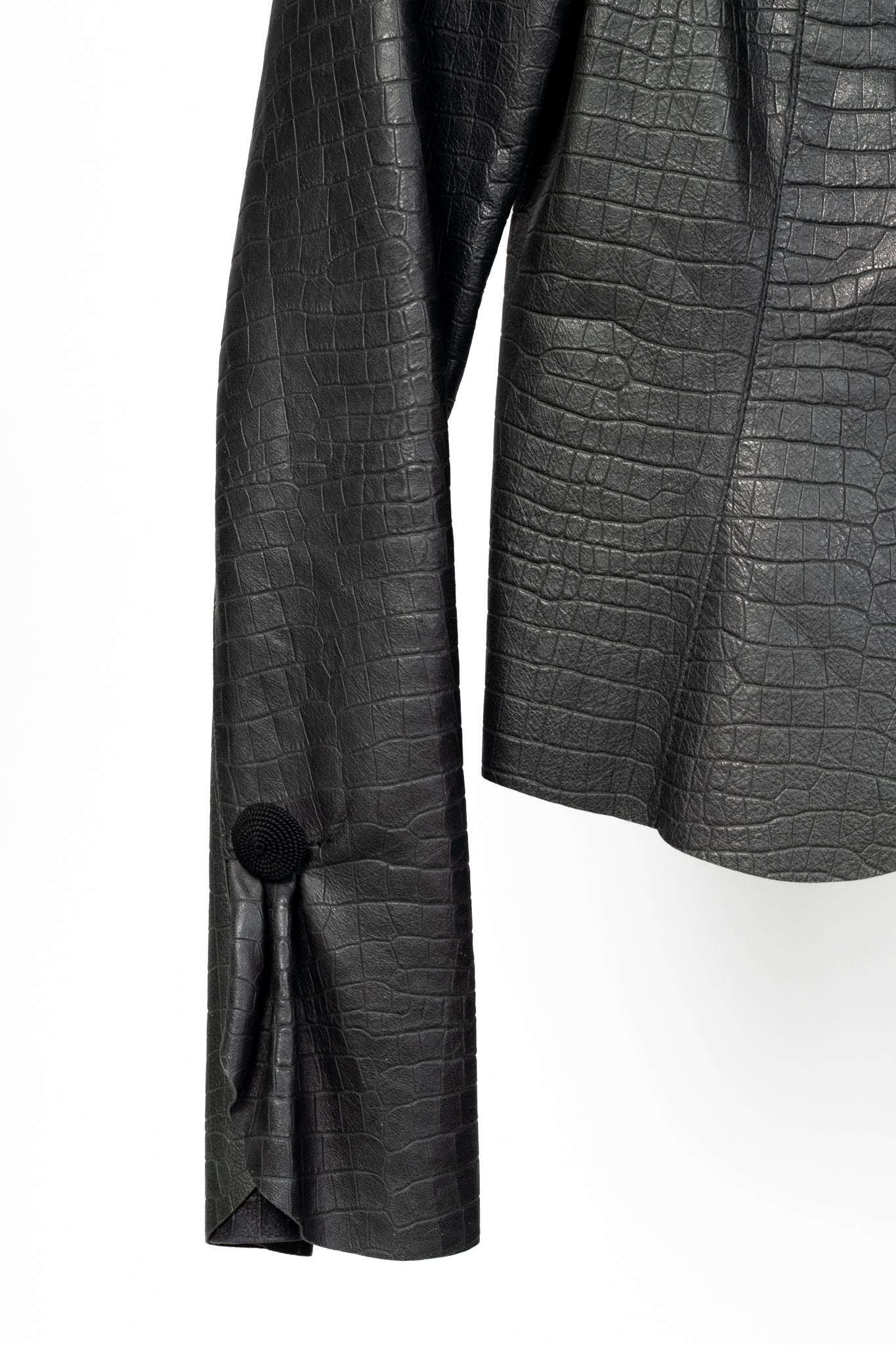 Armani Collezioni Black Croc-Embossed Leather Blazer
